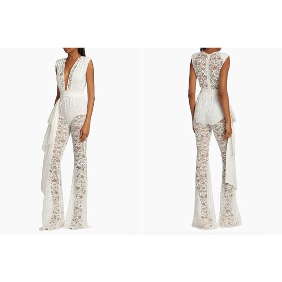 Michael Costello Collection Lilly Sleeveless Lace Jumpsuit Size US2 $980 - Picture 2 of 11